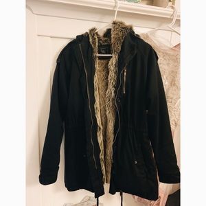 Cotton On fur lined black Outerwear Jacket